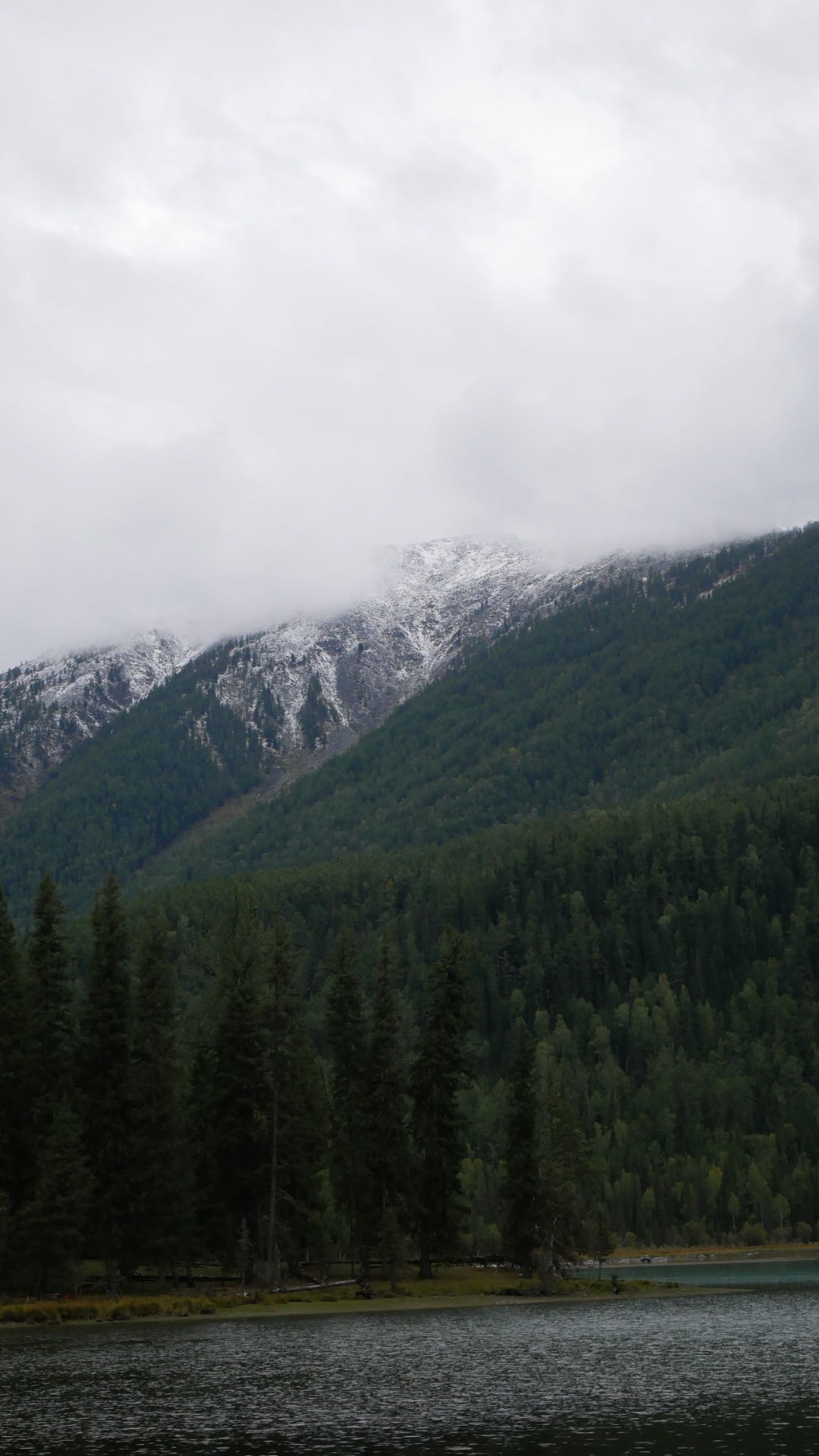 Snow-capped mountains behind the Three Bays